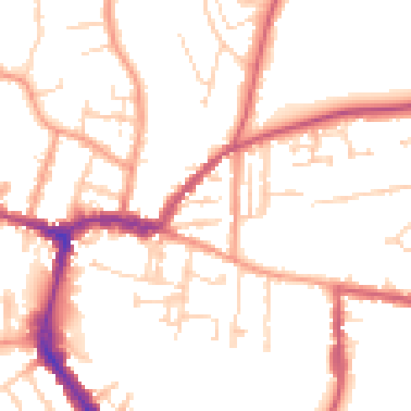 Daytime road noise heatmap for RG4 8JA