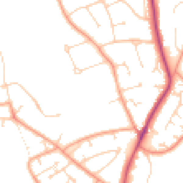 Daytime road noise heatmap for RG4 8JE
