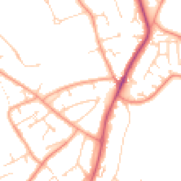 Daytime road noise heatmap for RG4 8LA