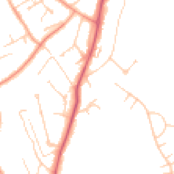 Daytime road noise heatmap for RG4 8NQ