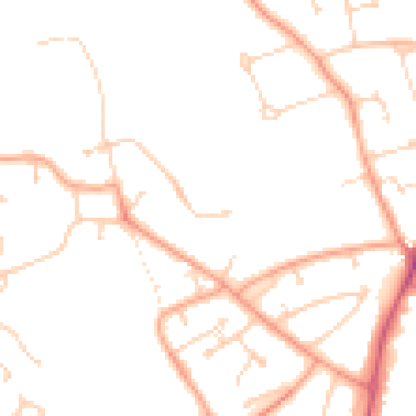 Daytime road noise heatmap for RG4 8QZ