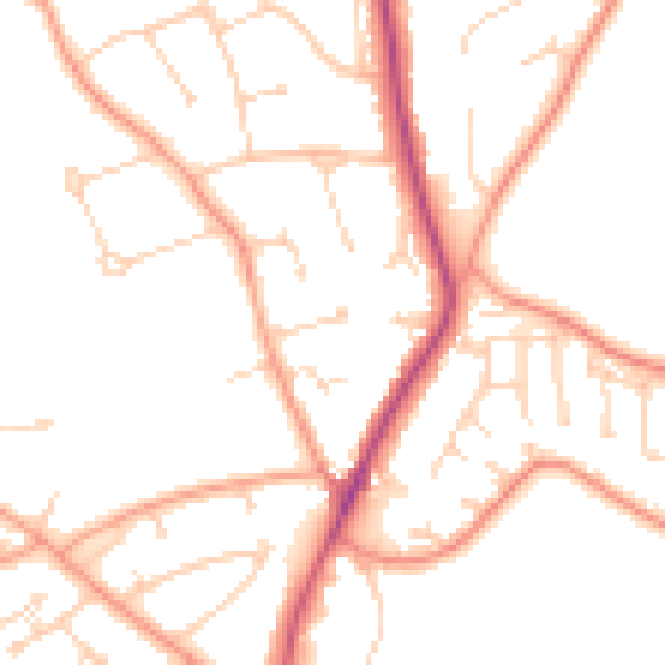 Daytime road noise heatmap for RG4 8SJ