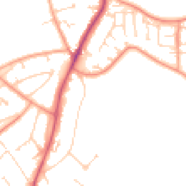 Daytime road noise heatmap for RG4 8TY