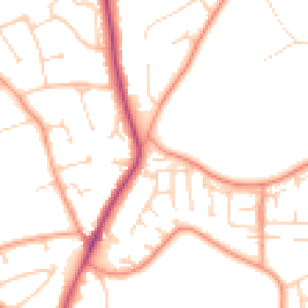 Daytime road noise heatmap for RG4 8XR