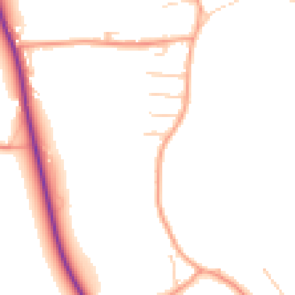 Daytime road noise heatmap for RG4 9BW