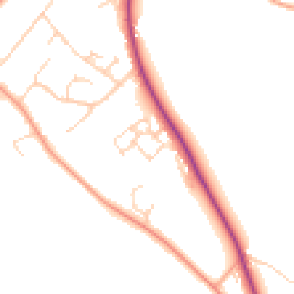 Daytime road noise heatmap for RG4 9DB
