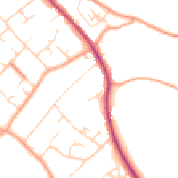 Daytime road noise heatmap for RG4 9EF