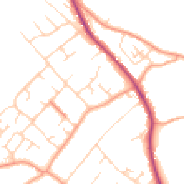 Daytime road noise heatmap for RG4 9EQ