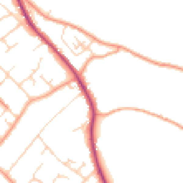 Daytime road noise heatmap for RG4 9FA