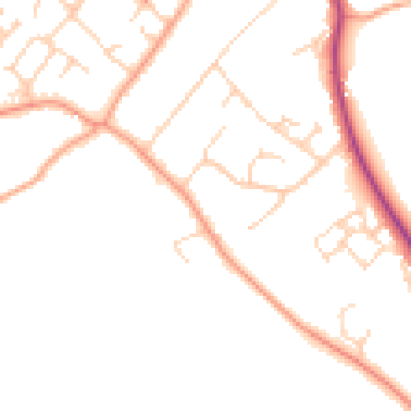 Daytime road noise heatmap for RG4 9JR