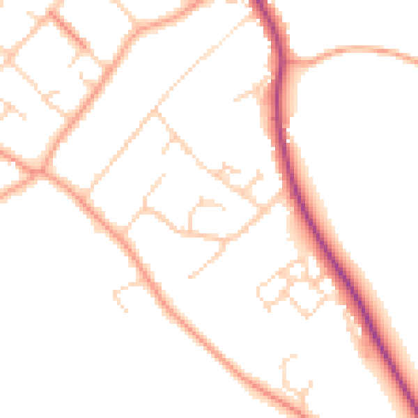Daytime road noise heatmap for RG4 9LE