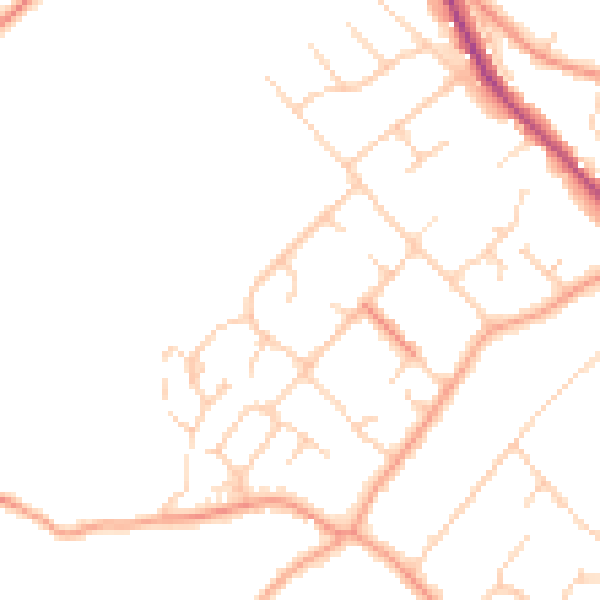 Daytime road noise heatmap for RG4 9LU