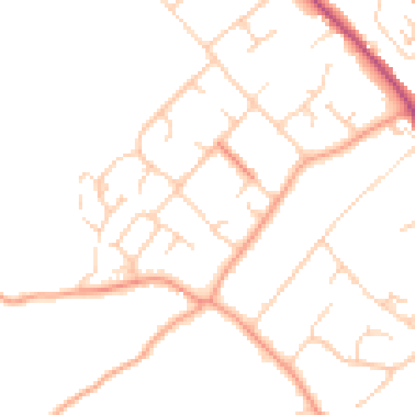 Daytime road noise heatmap for RG4 9LY