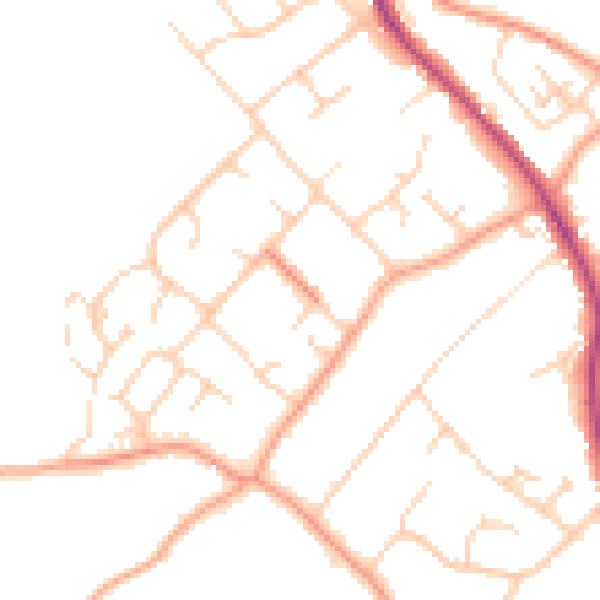 Daytime road noise heatmap for RG4 9NA