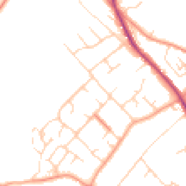 Daytime road noise heatmap for RG4 9NB