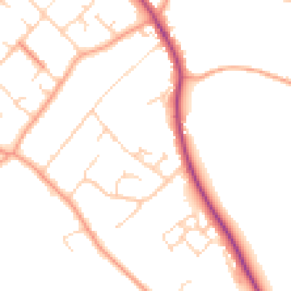 Daytime road noise heatmap for RG4 9ND