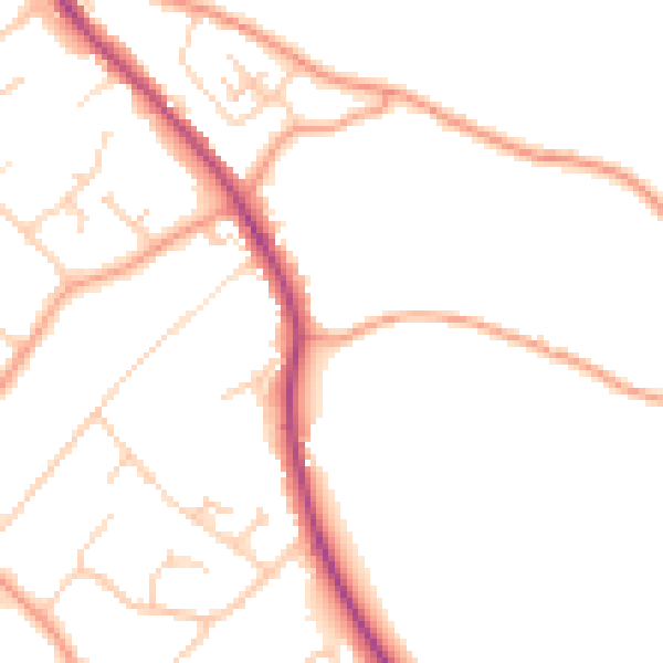 Daytime road noise heatmap for RG4 9NX