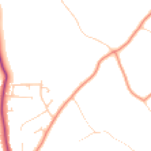 Daytime road noise heatmap for RG4 9PB