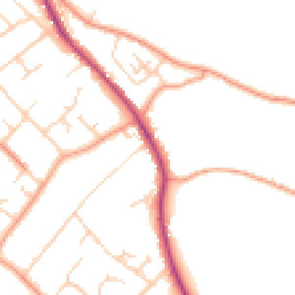Daytime road noise heatmap for RG4 9RE