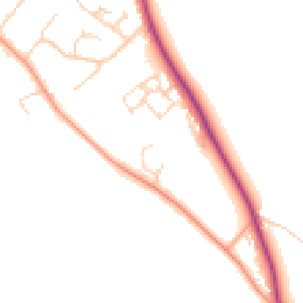 Daytime road noise heatmap for RG4 9RG