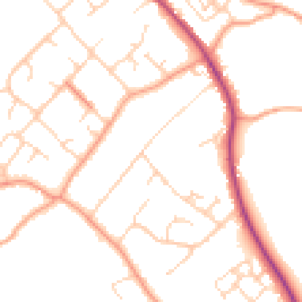 Daytime road noise heatmap for RG4 9RH