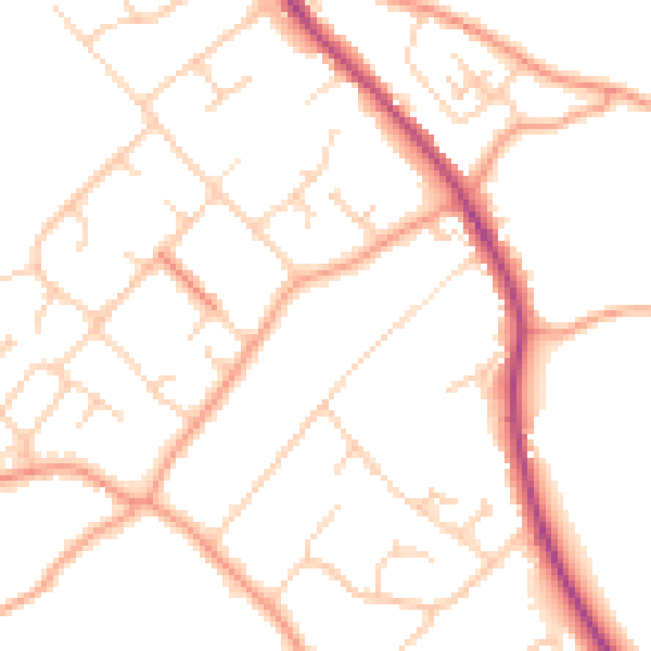 Daytime road noise heatmap for RG4 9SQ