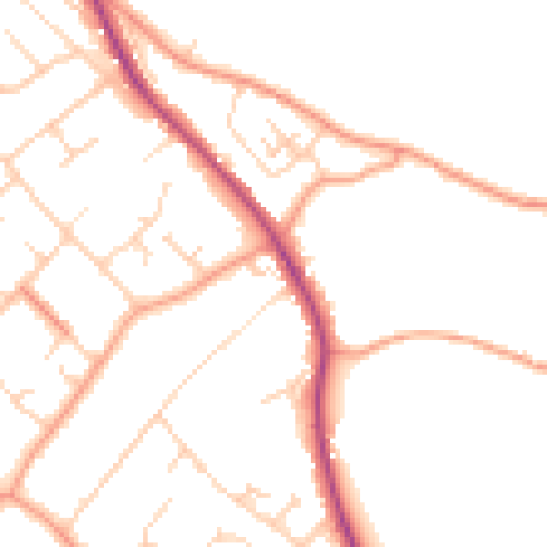 Daytime road noise heatmap for RG4 9SR