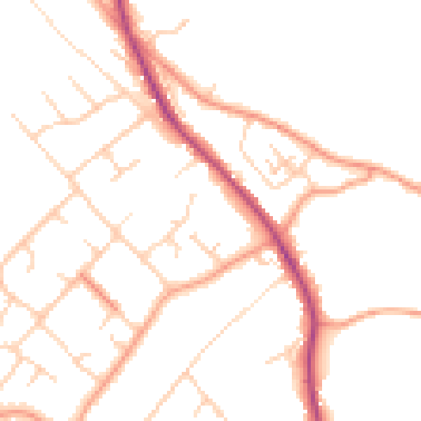 Daytime road noise heatmap for RG4 9SY