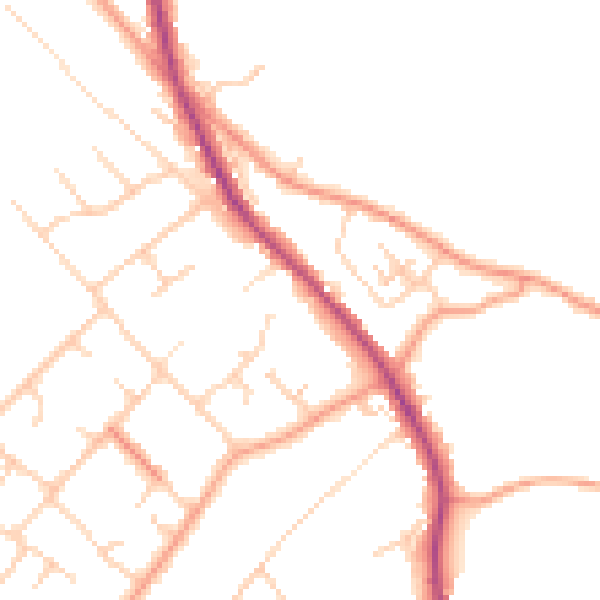 Daytime road noise heatmap for RG4 9SZ