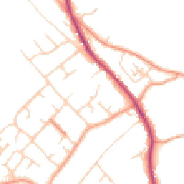 Daytime road noise heatmap for RG4 9TF