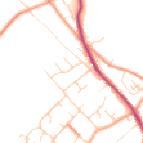 Daytime road noise heatmap for RG4 9TJ