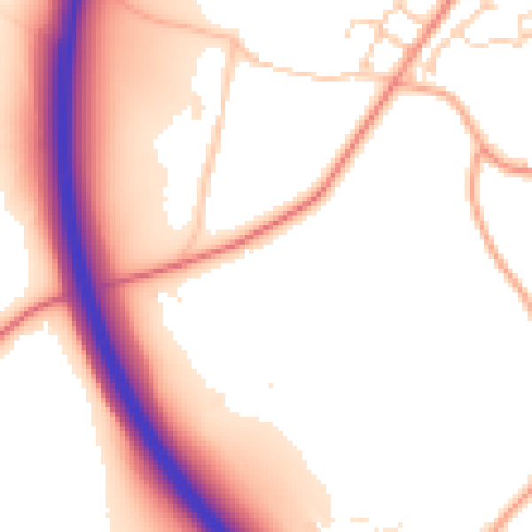 Daytime road noise heatmap for RG7 1AN