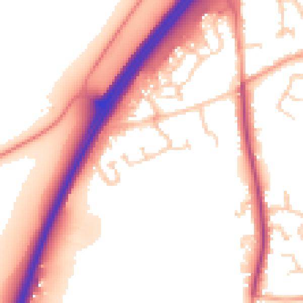 Daytime road noise heatmap for RG7 1BZ