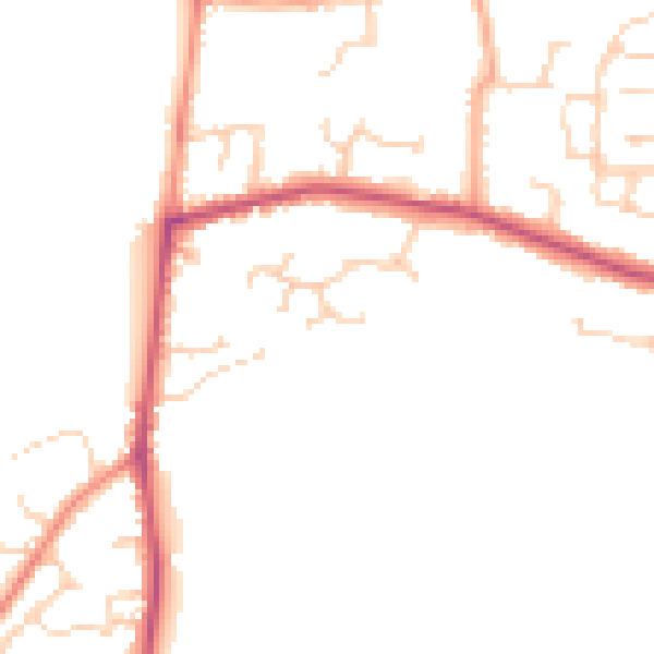 Daytime road noise heatmap for RG7 1DT
