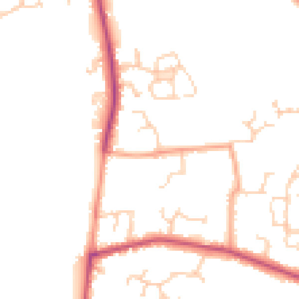 Daytime road noise heatmap for RG7 1DY
