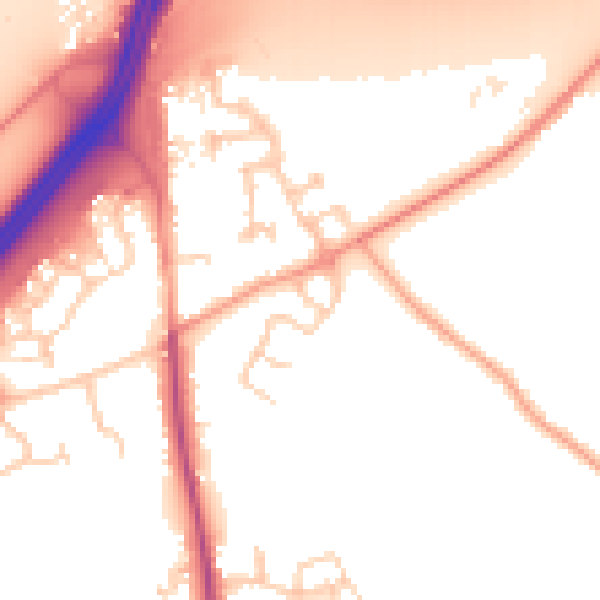 Daytime road noise heatmap for RG7 1GG