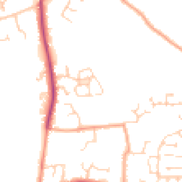 Daytime road noise heatmap for RG7 1WU
