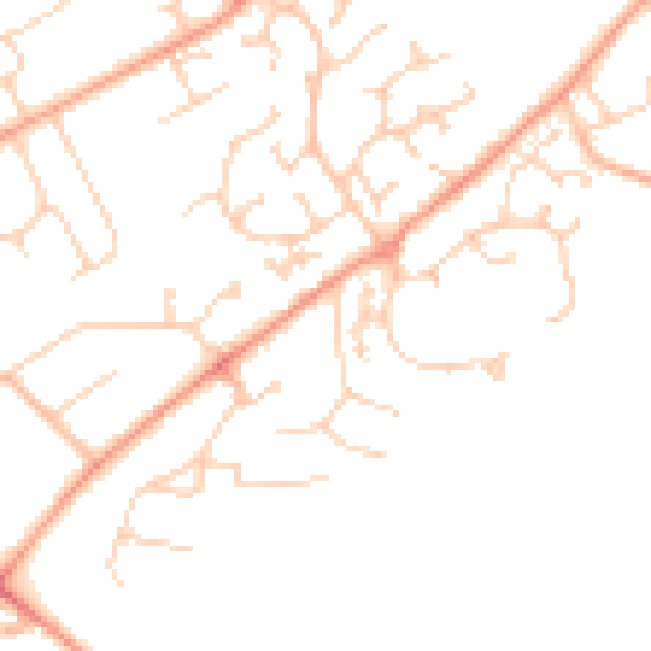 Daytime road noise heatmap for RG7 3DD