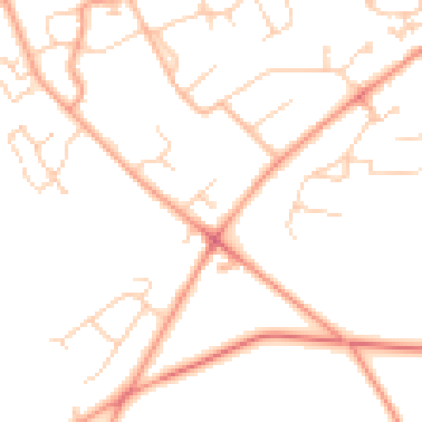 Daytime road noise heatmap for RG7 3JU