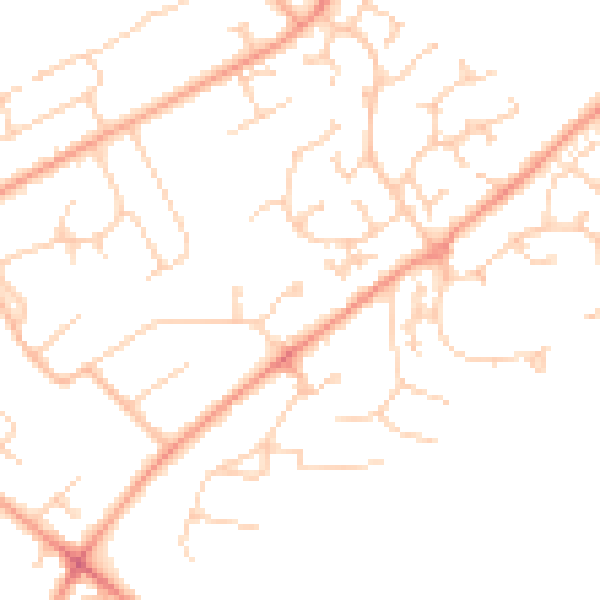 Daytime road noise heatmap for RG7 3RQ