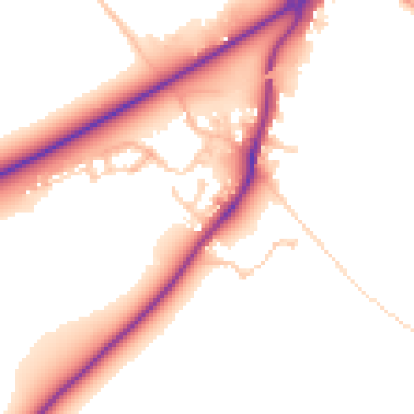 Daytime road noise heatmap for RG7 4UZ