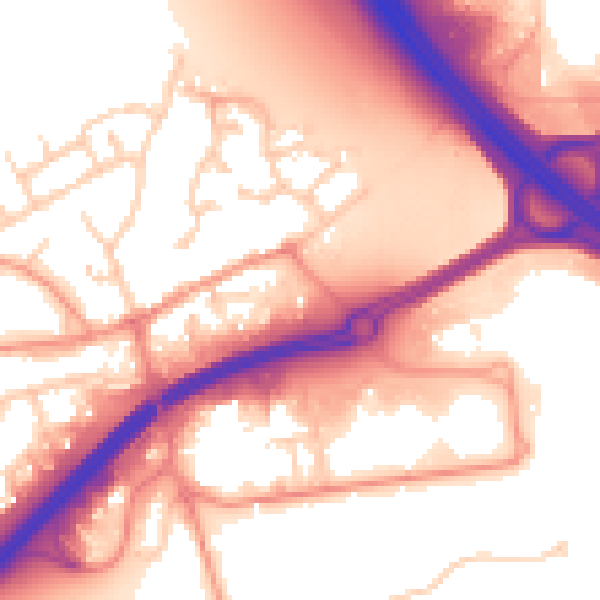 Daytime road noise heatmap for RG7 5AQ