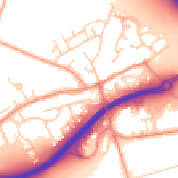 Daytime road noise heatmap for RG7 5BU