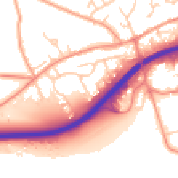 Daytime road noise heatmap for RG7 5DJ