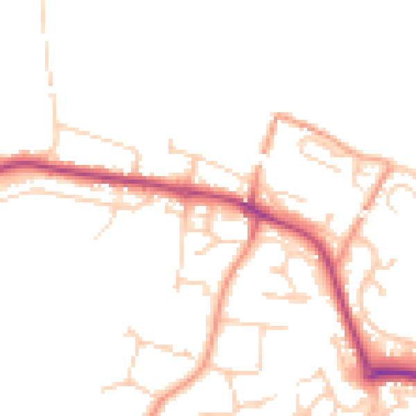 Daytime road noise heatmap for RG8 8EZ