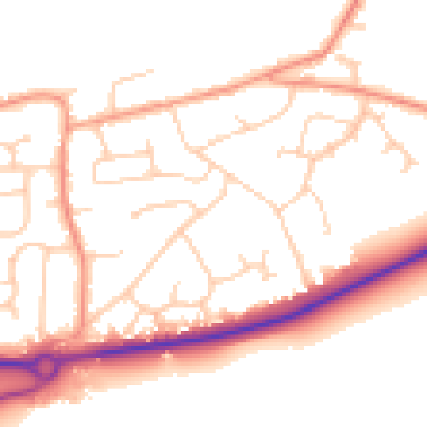 Daytime road noise heatmap for RH10 3QG