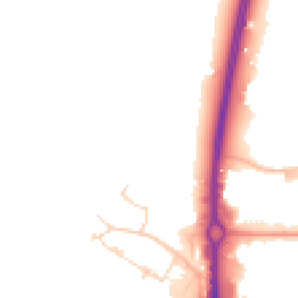 Daytime road noise heatmap for RH10 9TG