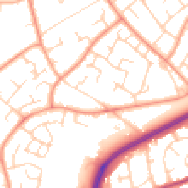 Daytime road noise heatmap for RH11 0AH