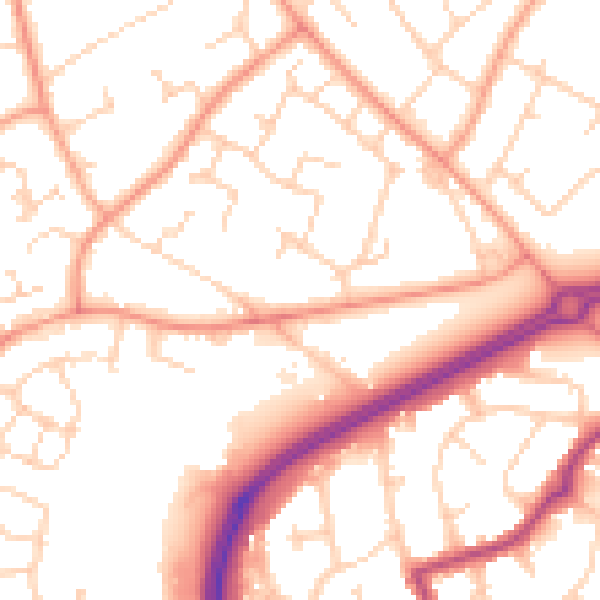 Daytime road noise heatmap for RH11 0AJ