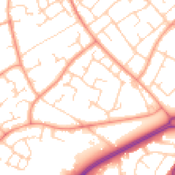 Daytime road noise heatmap for RH11 0AP